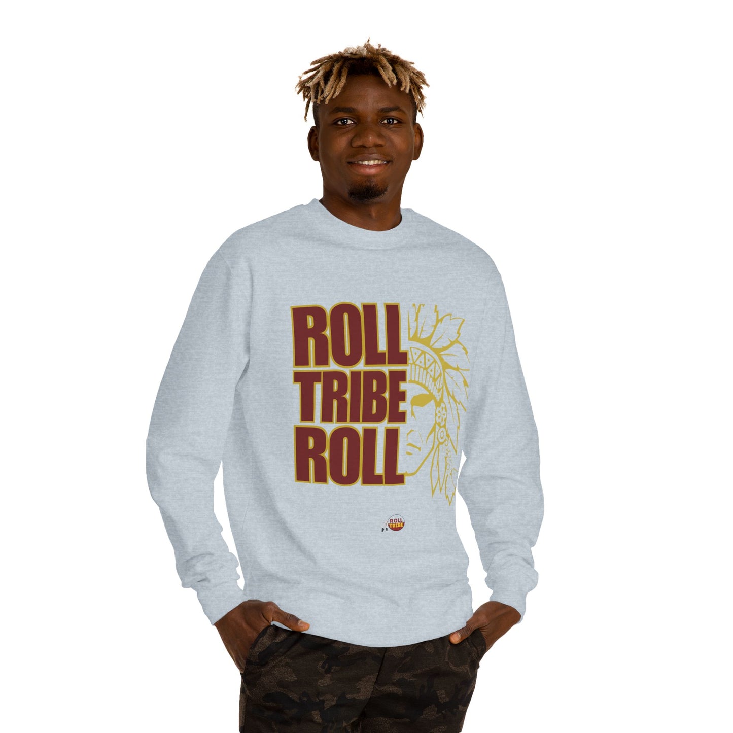 Unisex Crew Neck Sweatshirt - 'Roll Tribe Roll' Graphic Sweatshirt for Team Spirit & Everyday Comfort