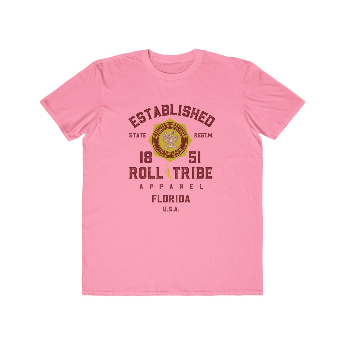 Roll Tribe - "Established 1851 Badge" Garnet Print Men's Lightweight Fashion Tee