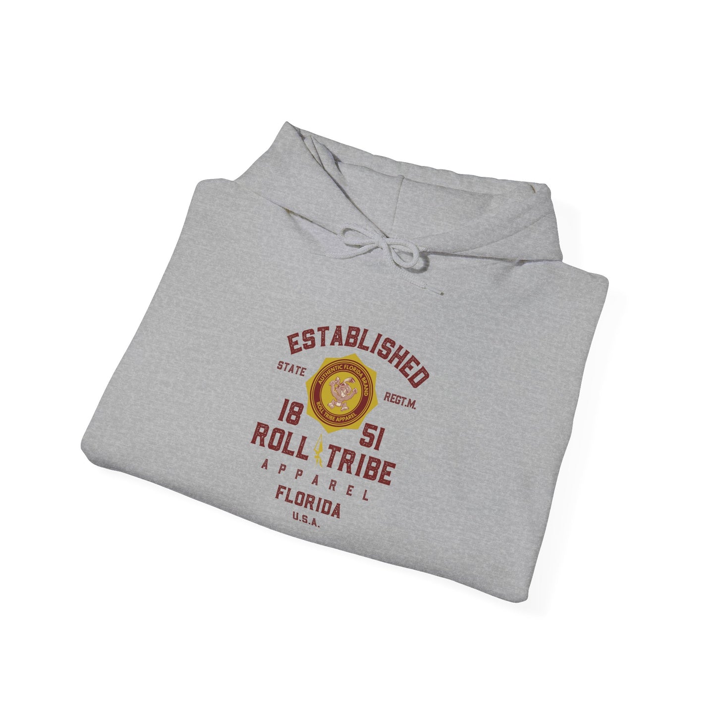 Roll Tribe - "Established 1851 Badge" Garnet Print Unisex Hooded Sweatshirt