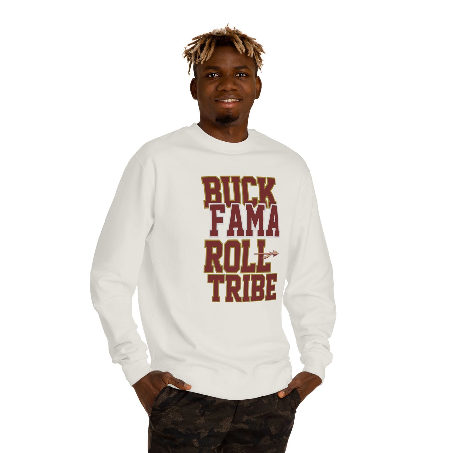 Roll Tribe "Buck Fama Roll Tribe" Design Unisex Crew Neck Sweatshirt