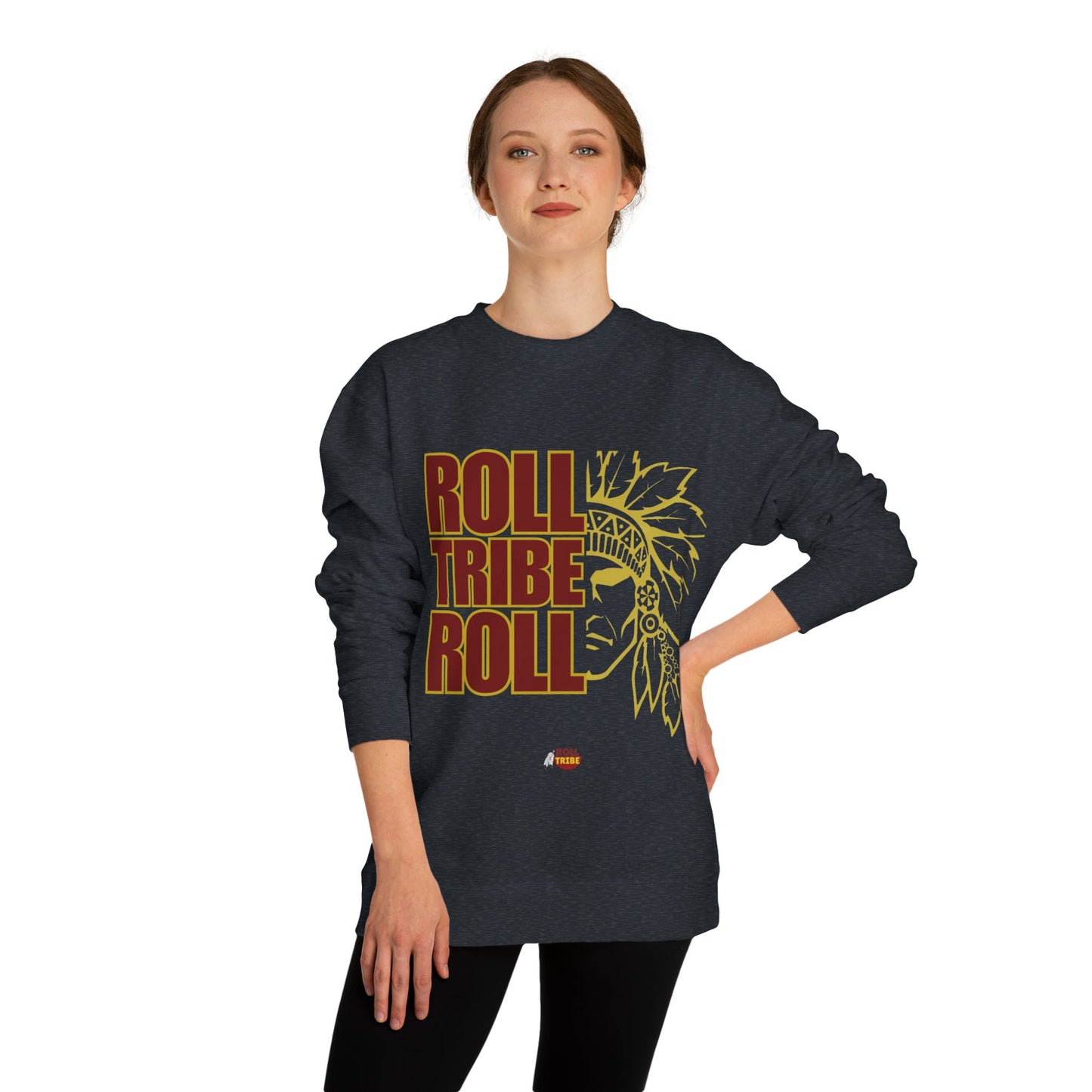 Unisex Crew Neck Sweatshirt - 'Roll Tribe Roll' Graphic Sweatshirt for Team Spirit & Everyday Comfort