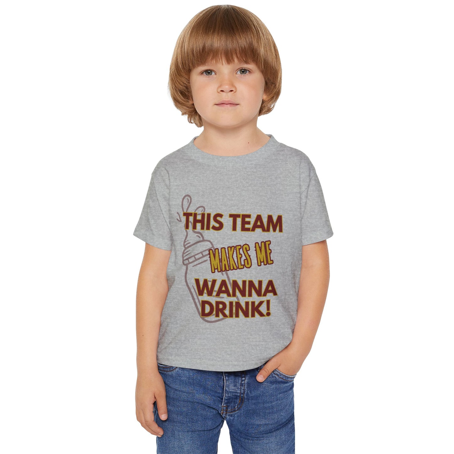 Cute Toddler T-shirt - "This Team Makes Me Wanna Drink" with Roll Tribe Design