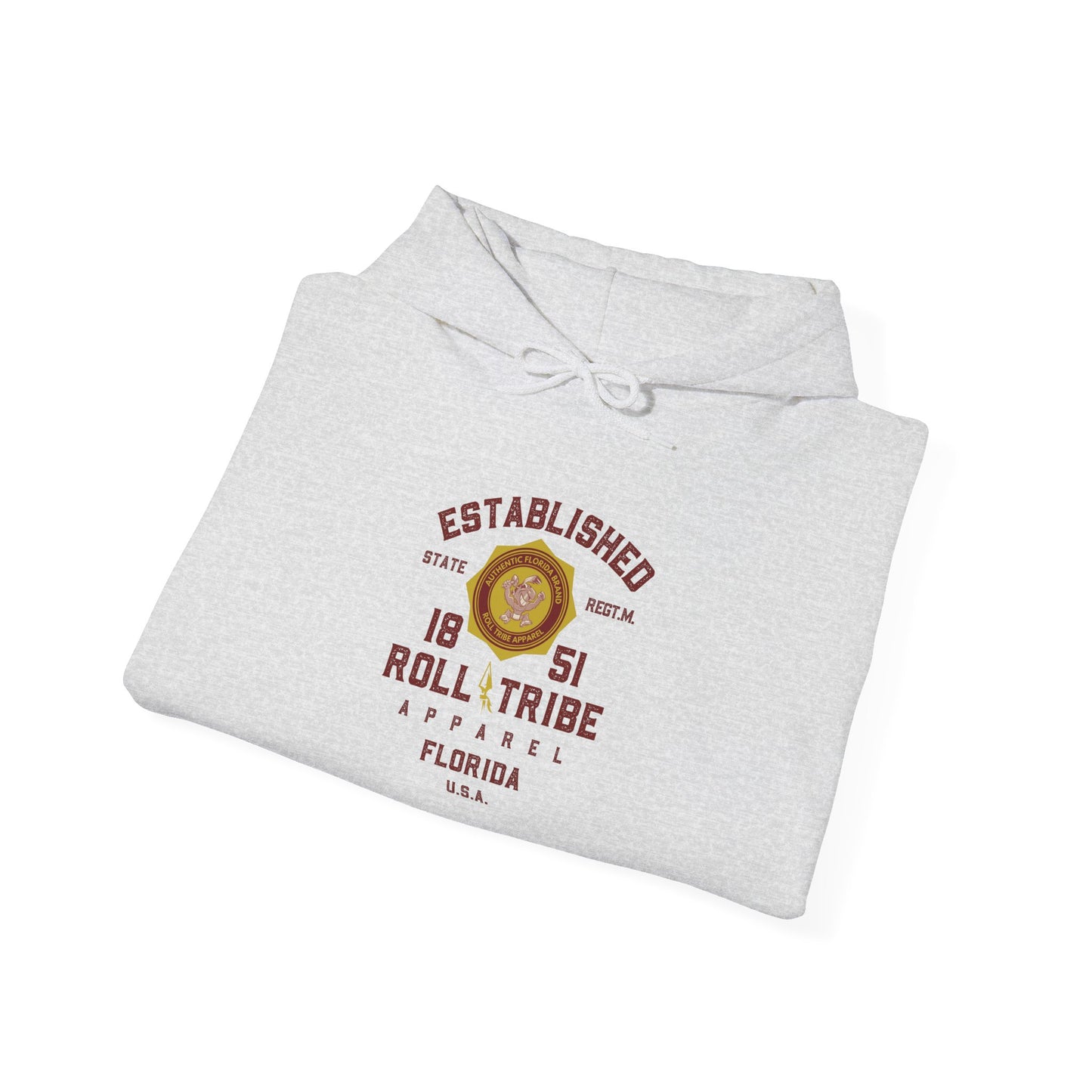 Roll Tribe - "Established 1851 Badge" Garnet Print Unisex Hooded Sweatshirt