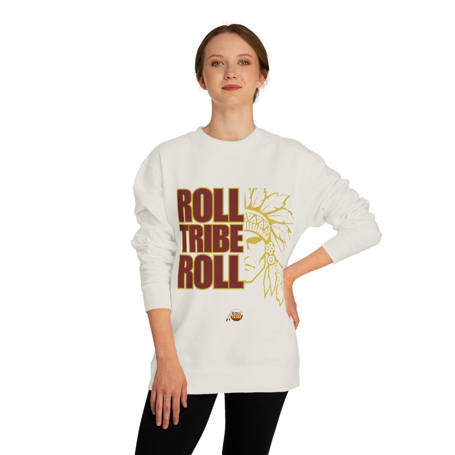 Unisex Crew Neck Sweatshirt - 'Roll Tribe Roll' Graphic Sweatshirt for Team Spirit & Everyday Comfort