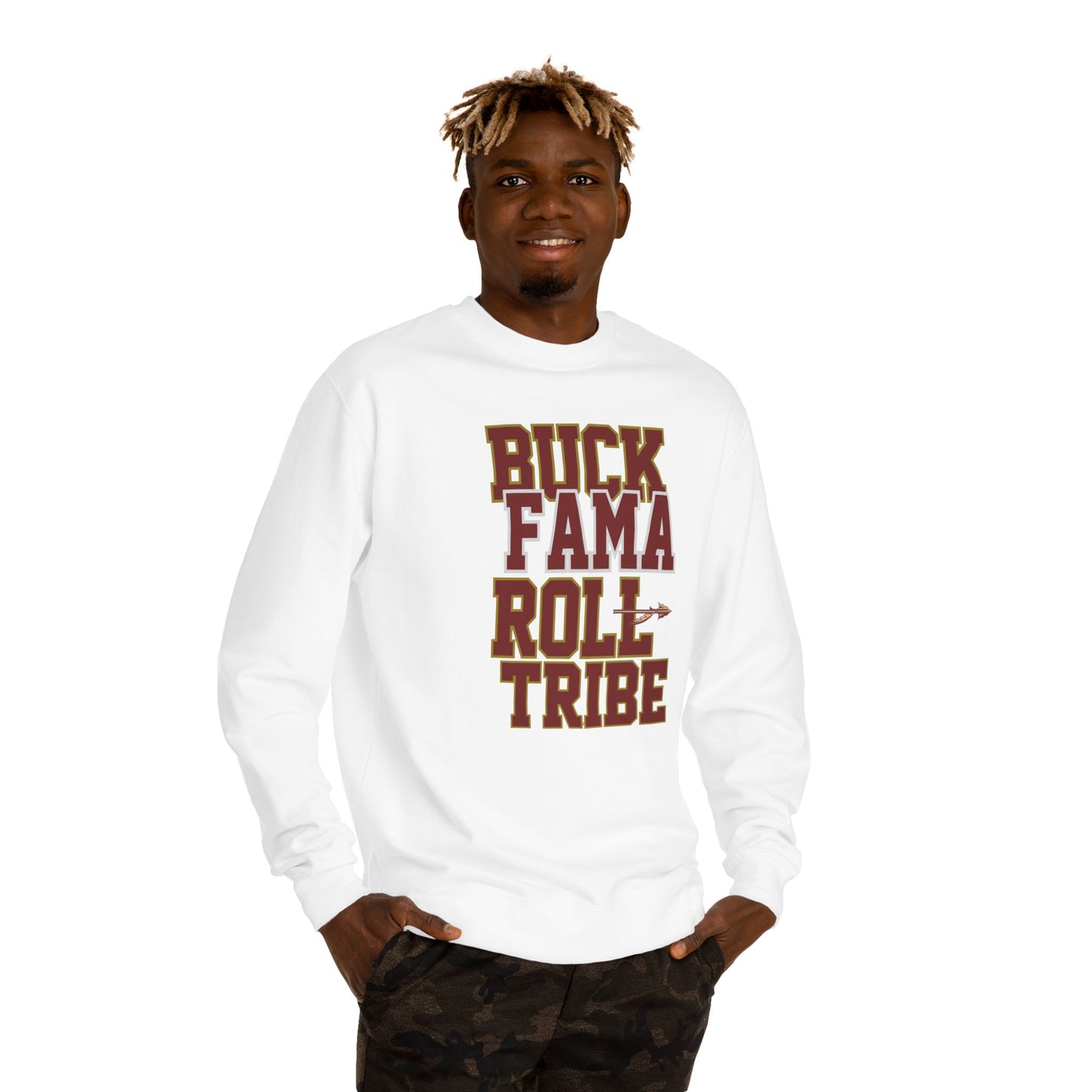 Roll Tribe "Buck Fama Roll Tribe" Design Unisex Crew Neck Sweatshirt