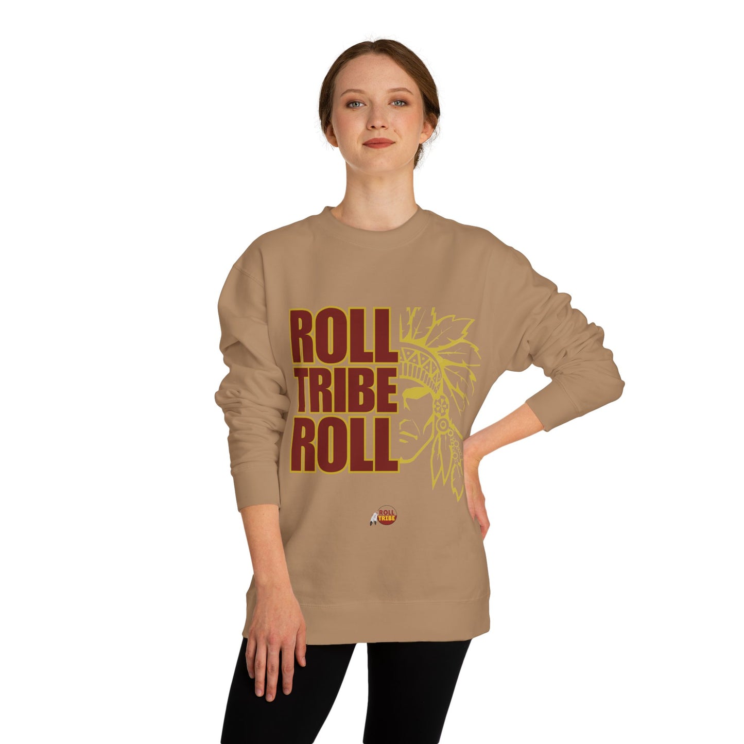 Unisex Crew Neck Sweatshirt - 'Roll Tribe Roll' Graphic Sweatshirt for Team Spirit & Everyday Comfort