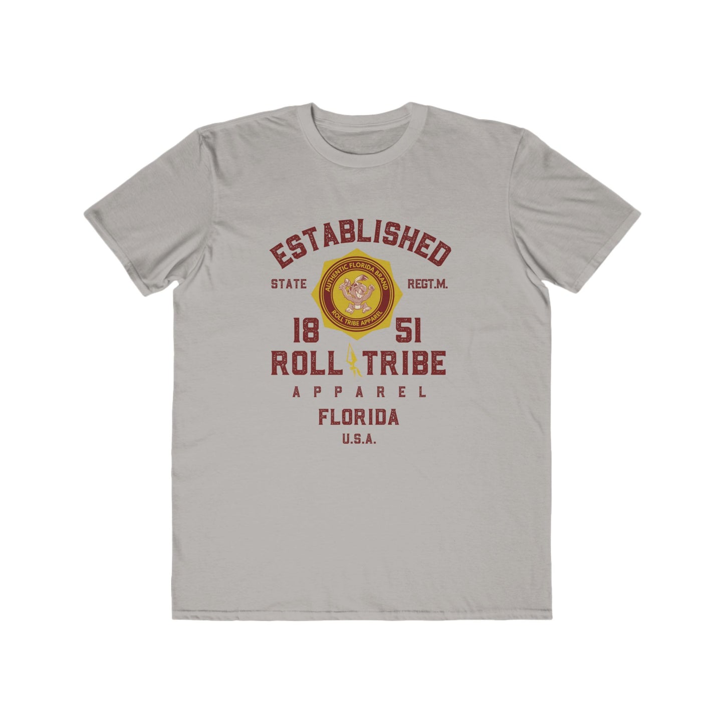 Roll Tribe - "Established 1851 Badge" Garnet Print Men's Lightweight Fashion Tee