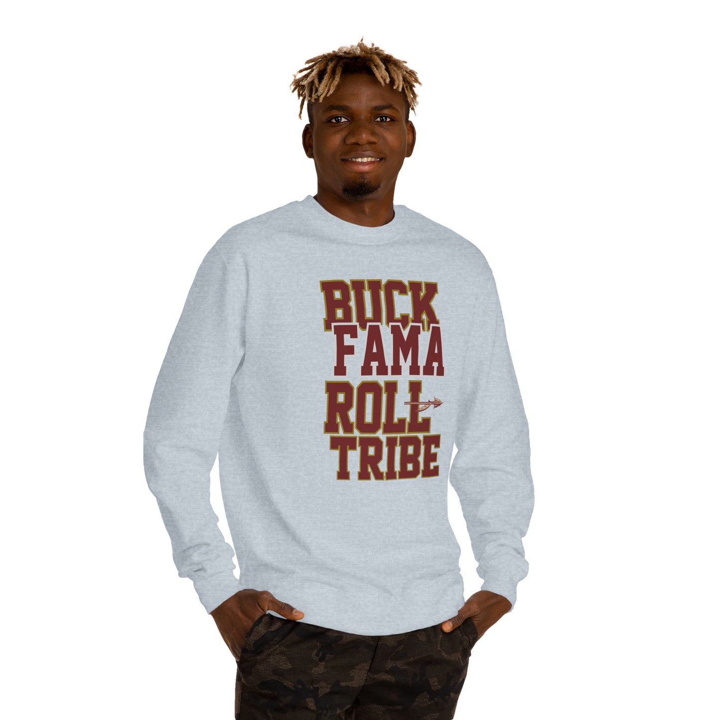 Roll Tribe "Buck Fama Roll Tribe" Design Unisex Crew Neck Sweatshirt