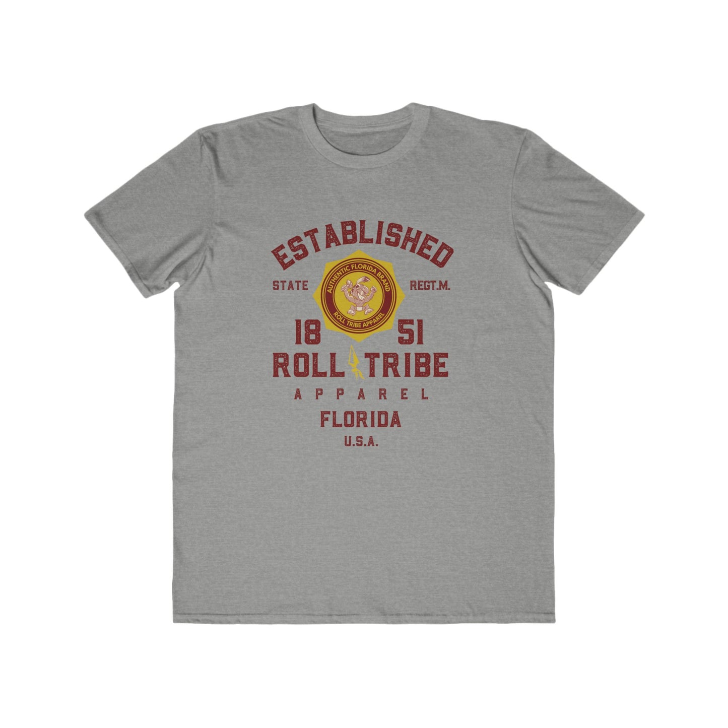 Roll Tribe - "Established 1851 Badge" Garnet Print Men's Lightweight Fashion Tee