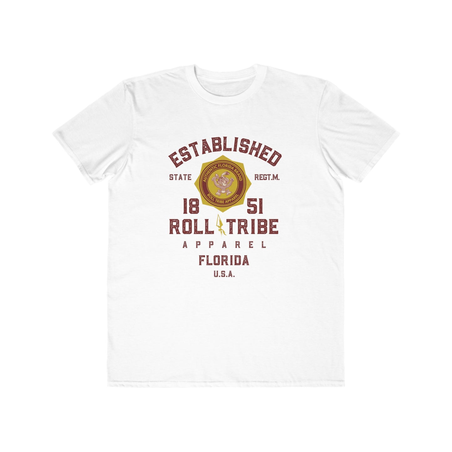 Roll Tribe - "Established 1851 Badge" Garnet Print Men's Lightweight Fashion Tee
