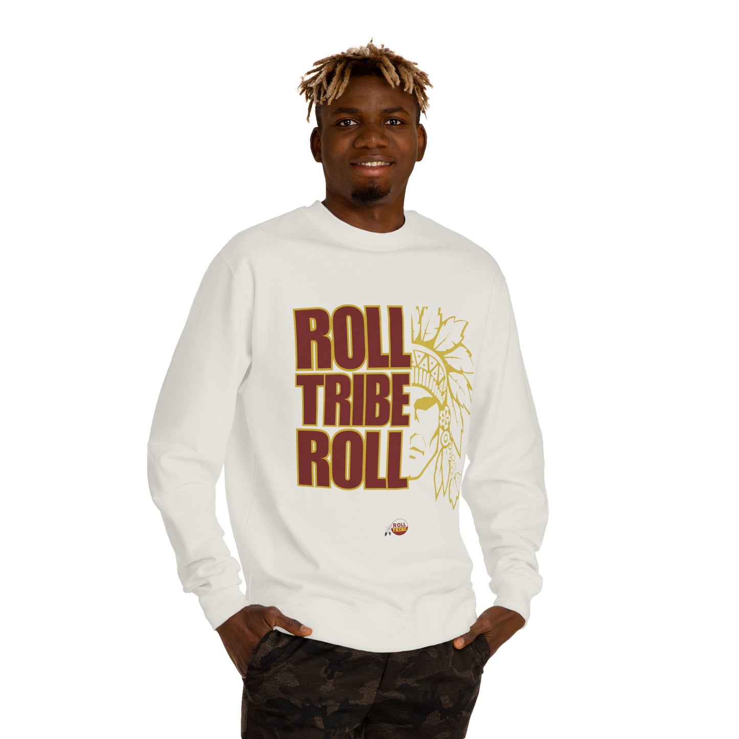 Unisex Crew Neck Sweatshirt - 'Roll Tribe Roll' Graphic Sweatshirt for Team Spirit & Everyday Comfort