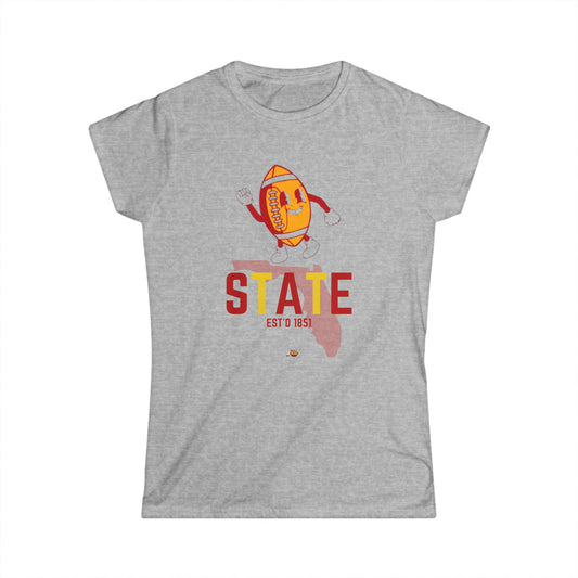 State Football Graphic Women's Softstyle Tee - Perfect for Game Days and Casual Outings