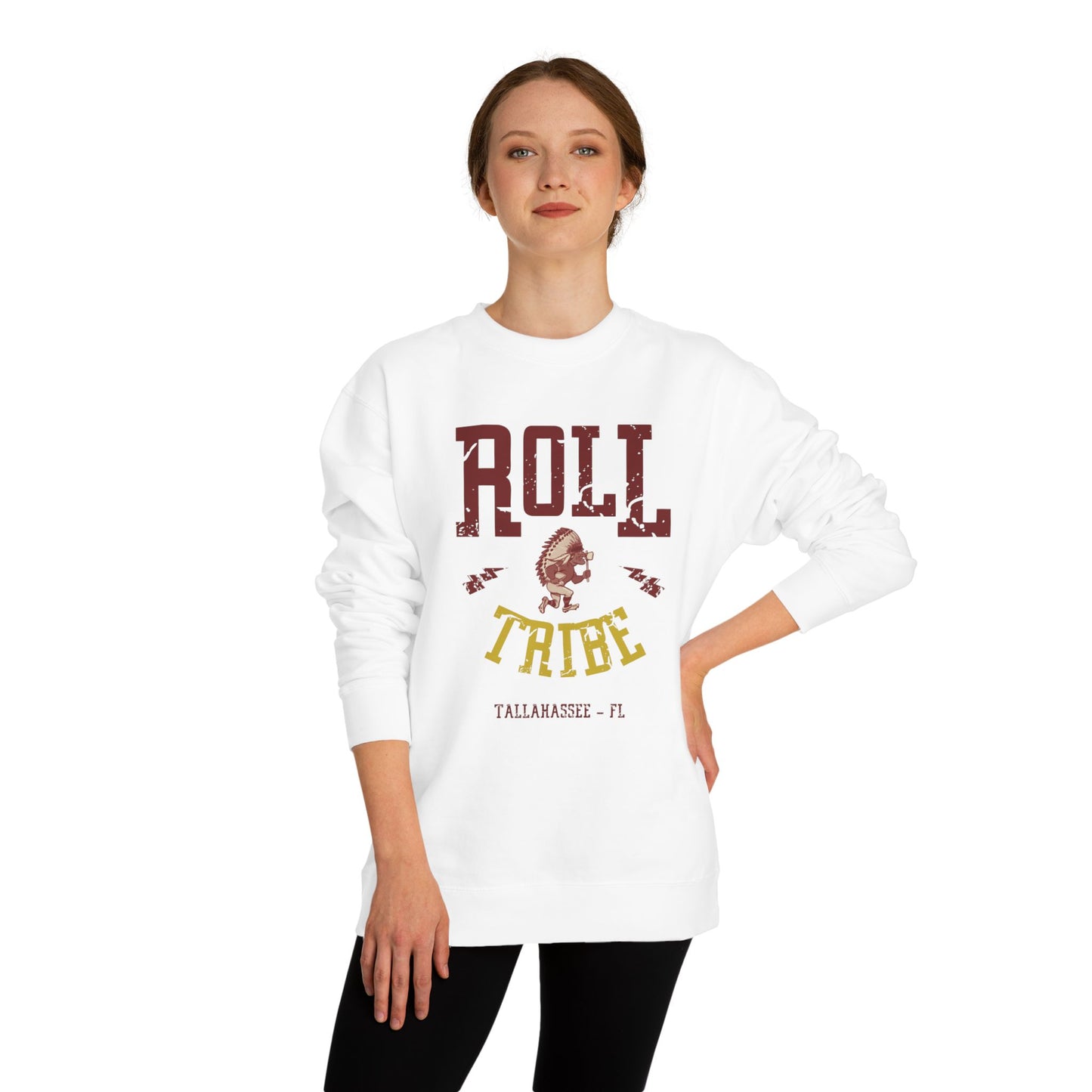 Roll Tribe "Cartoon Indian" Unisex Crew Neck Sweatshirt