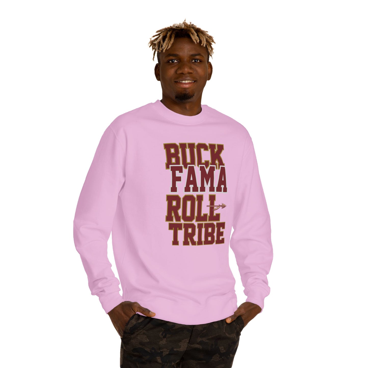 Roll Tribe "Buck Fama Roll Tribe" Design Unisex Crew Neck Sweatshirt