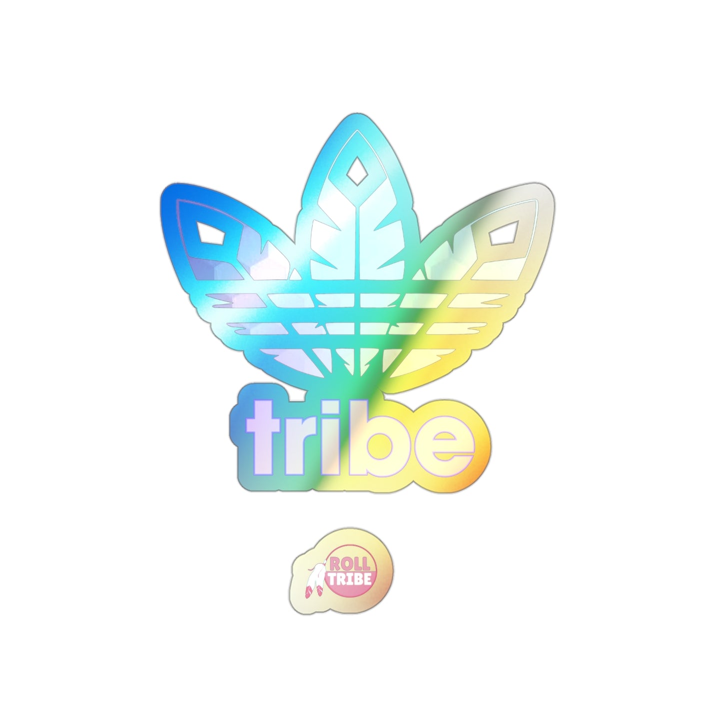 3 Feathers "Trippy Tribe" Holographic Die-cut Stickers