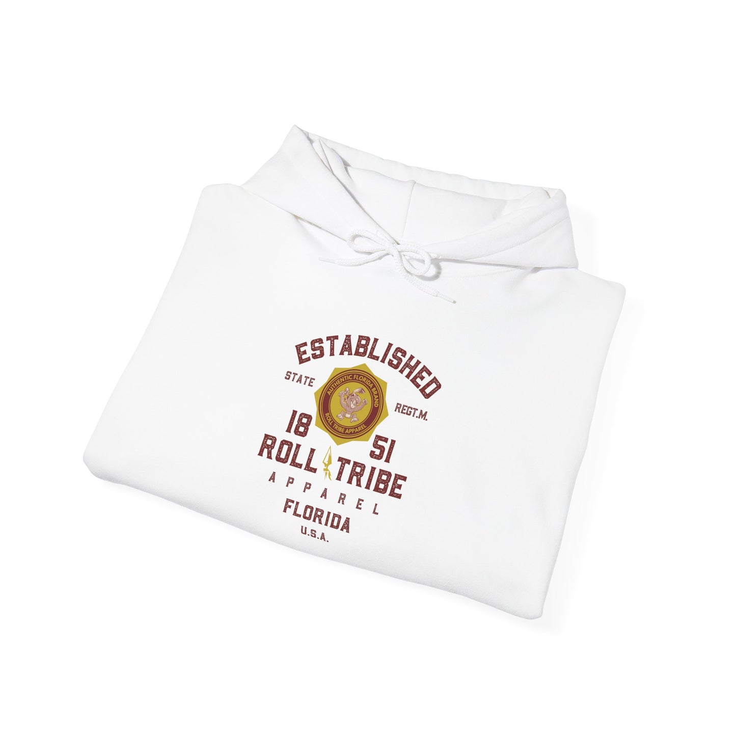 Roll Tribe - "Established 1851 Badge" Garnet Print Unisex Hooded Sweatshirt