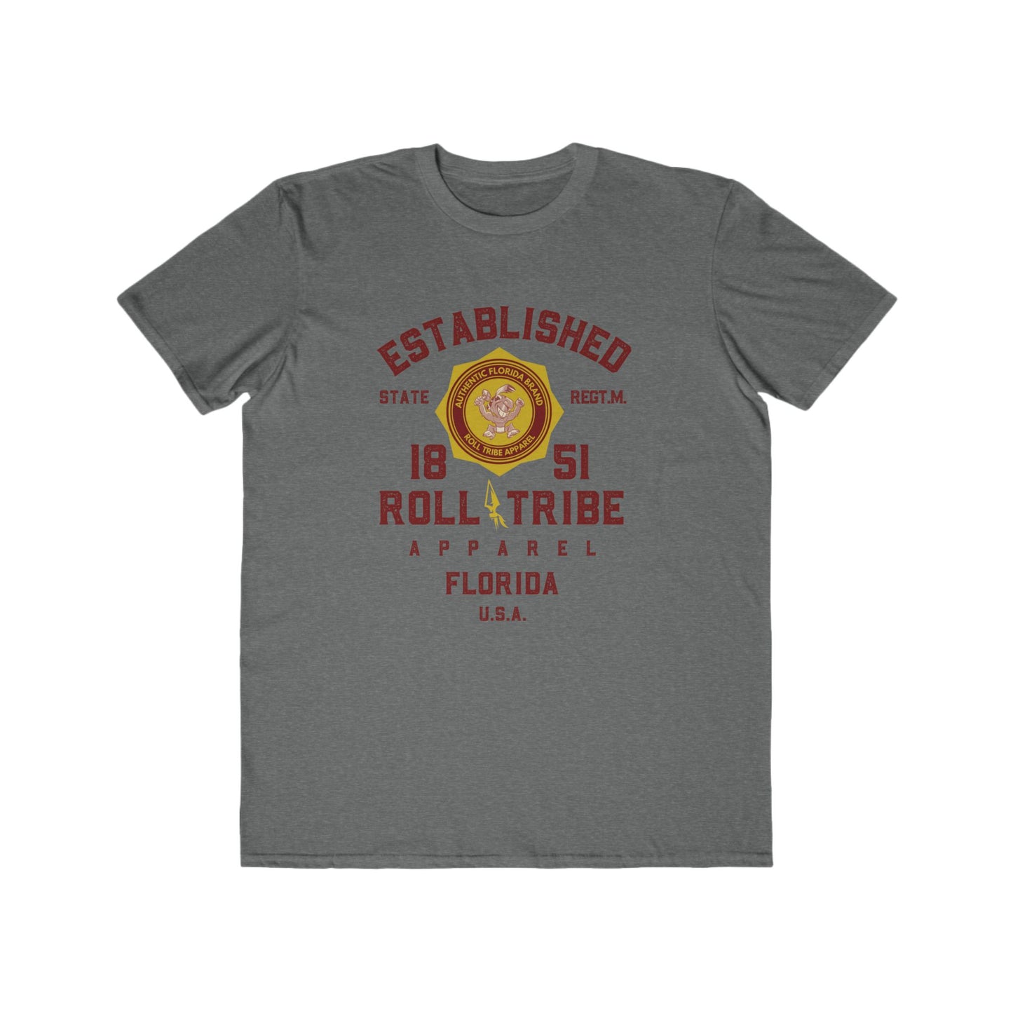 Roll Tribe - "Established 1851 Badge" Garnet Print Men's Lightweight Fashion Tee