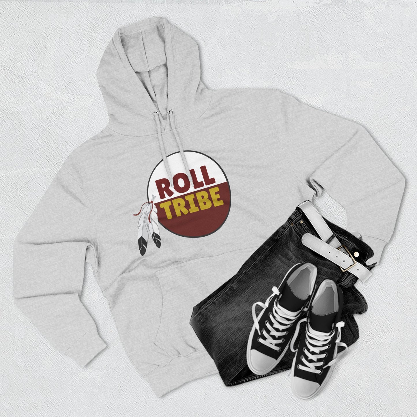 Roll Tribe Embroidered, Three-Panel Fleece Hoodie