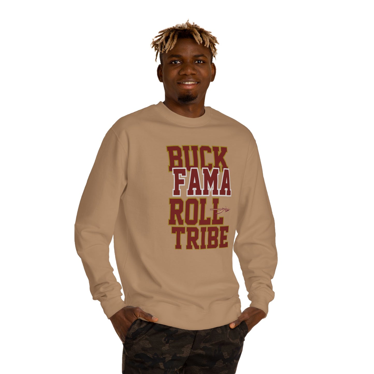Roll Tribe "Buck Fama Roll Tribe" Design Unisex Crew Neck Sweatshirt