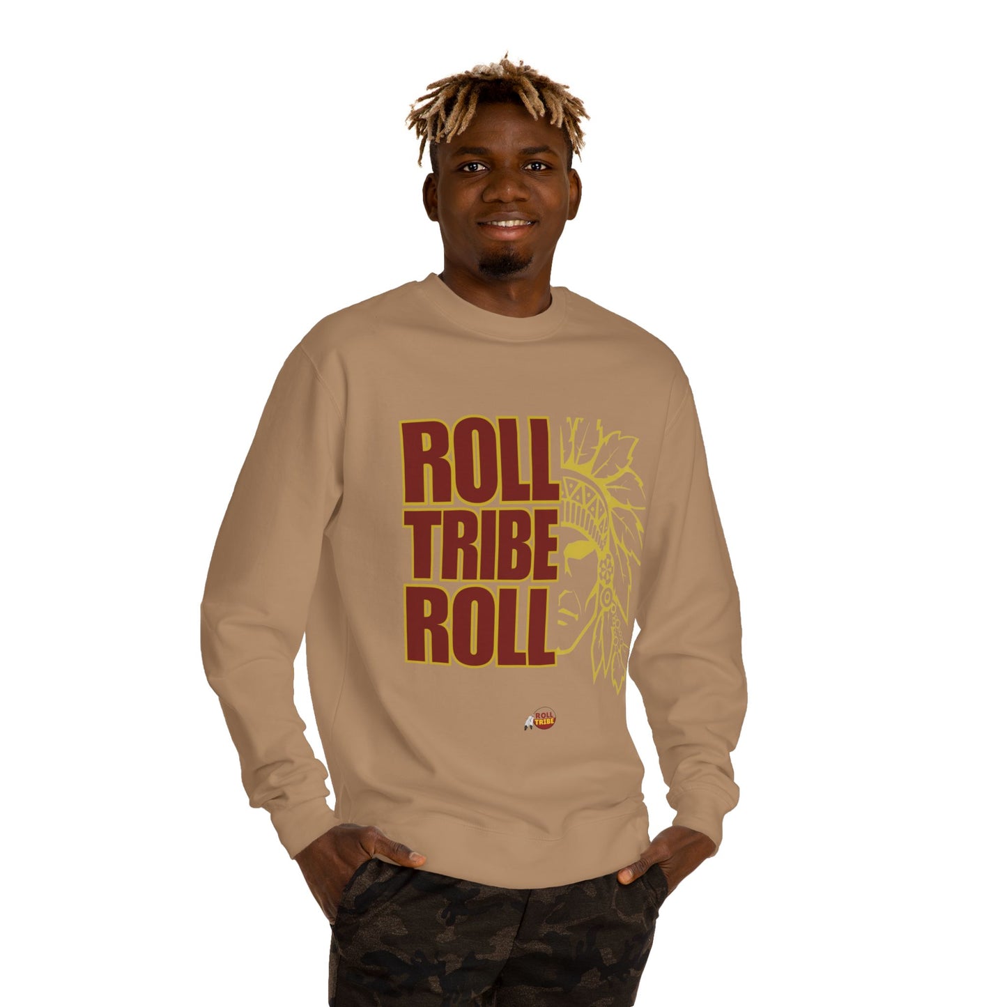 Unisex Crew Neck Sweatshirt - 'Roll Tribe Roll' Graphic Sweatshirt for Team Spirit & Everyday Comfort