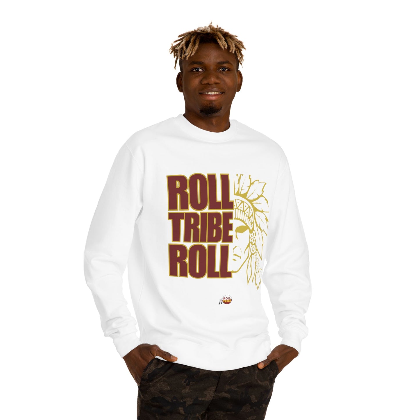 Unisex Crew Neck Sweatshirt - 'Roll Tribe Roll' Graphic Sweatshirt for Team Spirit & Everyday Comfort