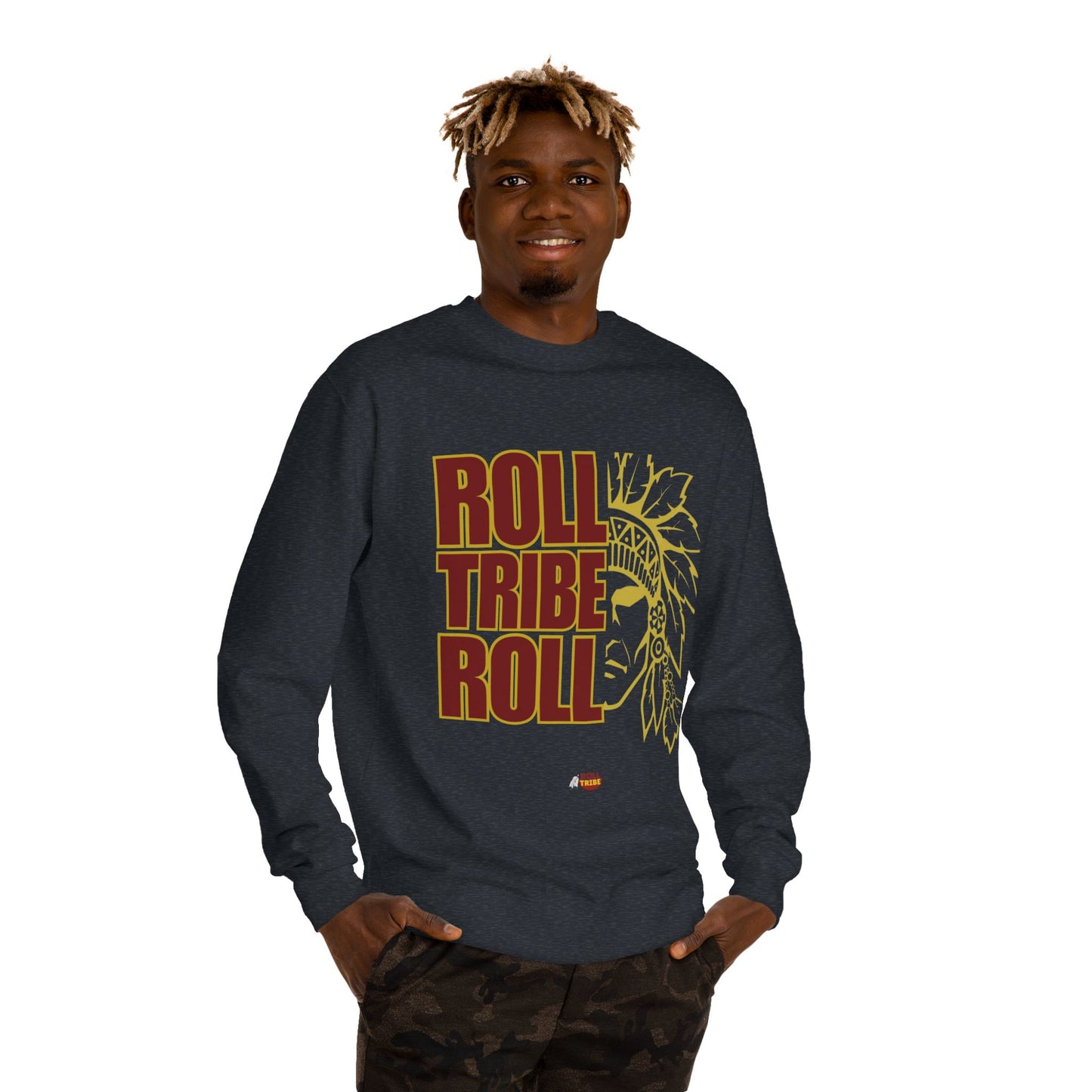 Unisex Crew Neck Sweatshirt - 'Roll Tribe Roll' Graphic Sweatshirt for Team Spirit & Everyday Comfort