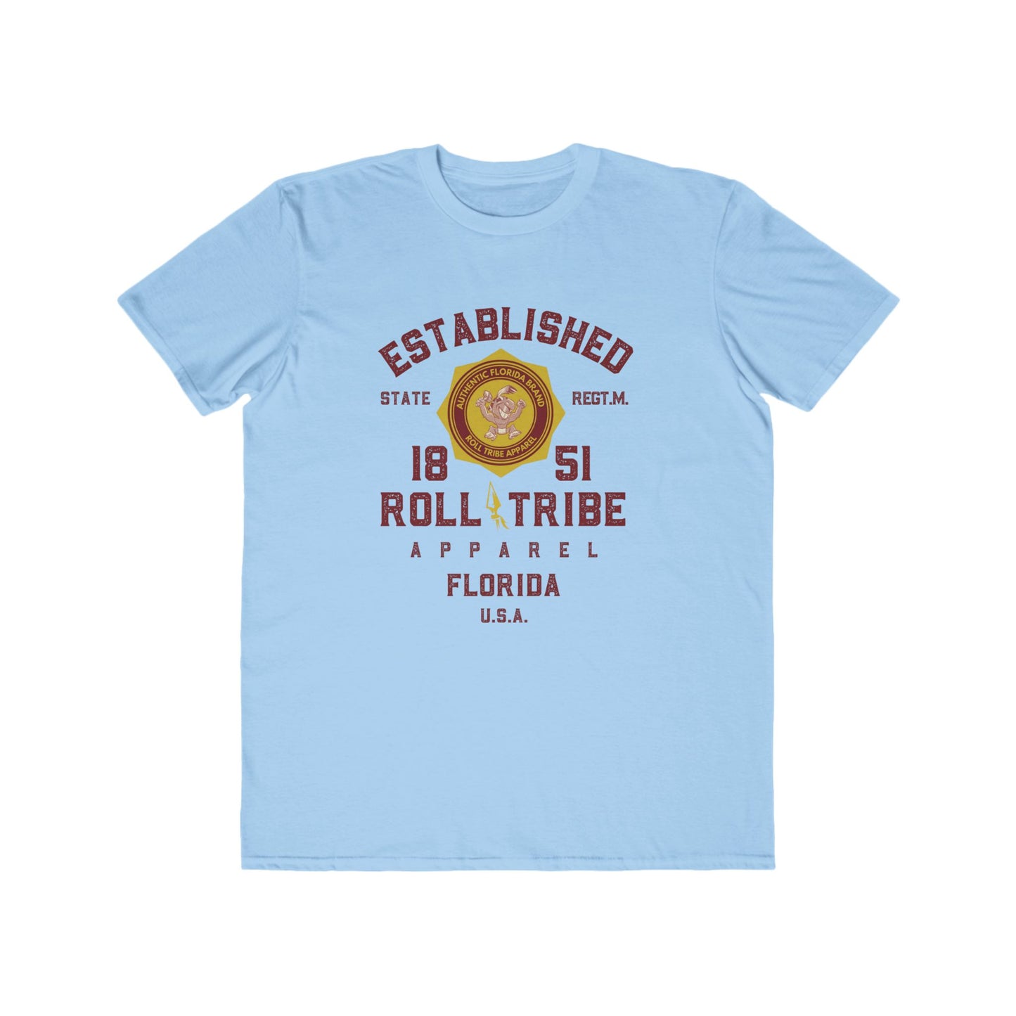 Roll Tribe - "Established 1851 Badge" Garnet Print Men's Lightweight Fashion Tee