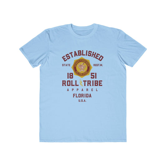 Roll Tribe - "Established 1851 Badge" Garnet Print Men's Lightweight Fashion Tee