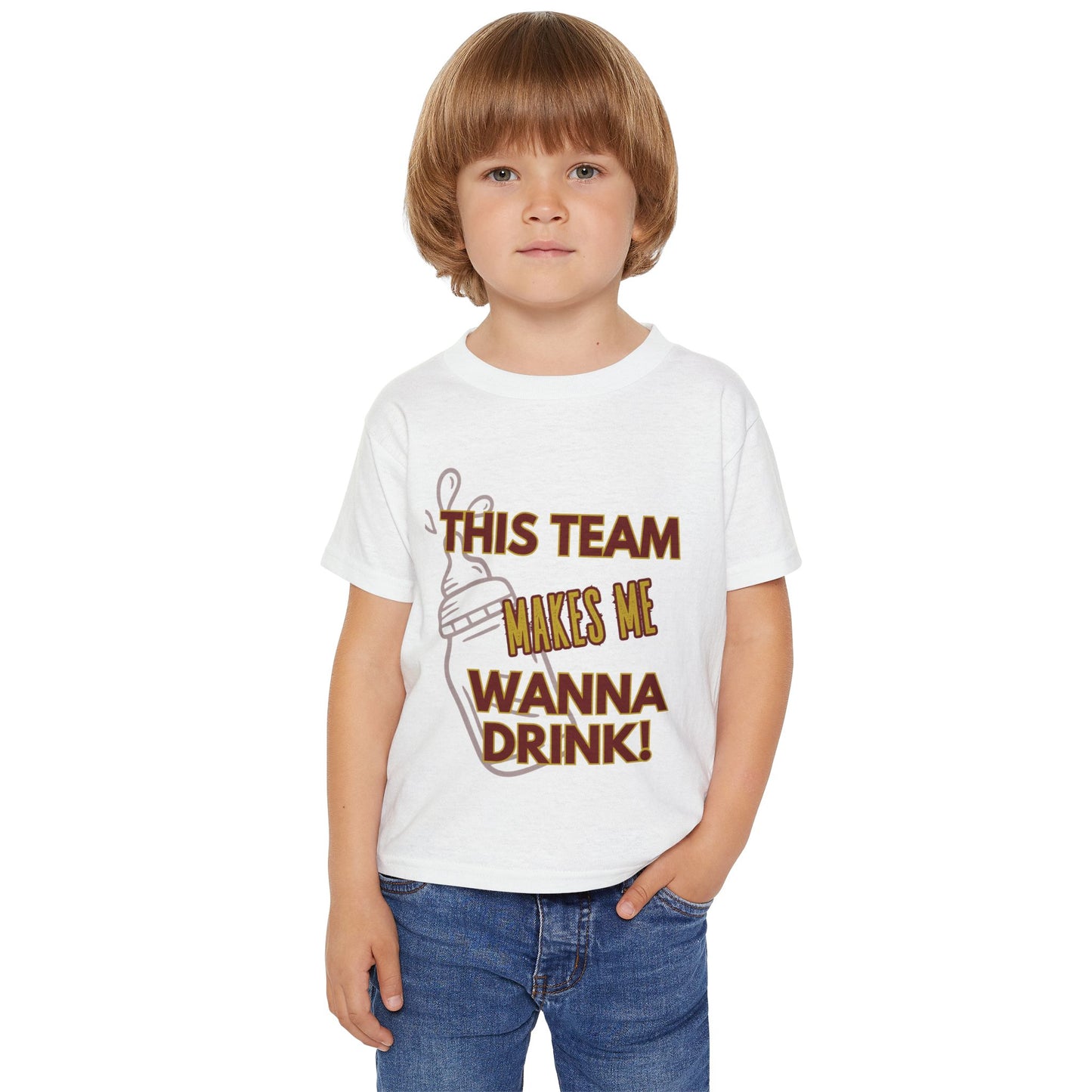 Cute Toddler T-shirt - "This Team Makes Me Wanna Drink" with Roll Tribe Design